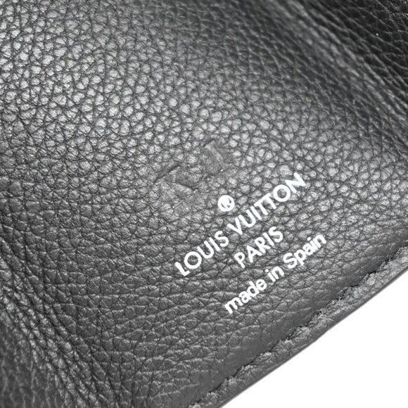 LOUIS VUITTON LV Logo Lock Mini Trifold Wallet Calf Leather Black - Picture 6 of 13